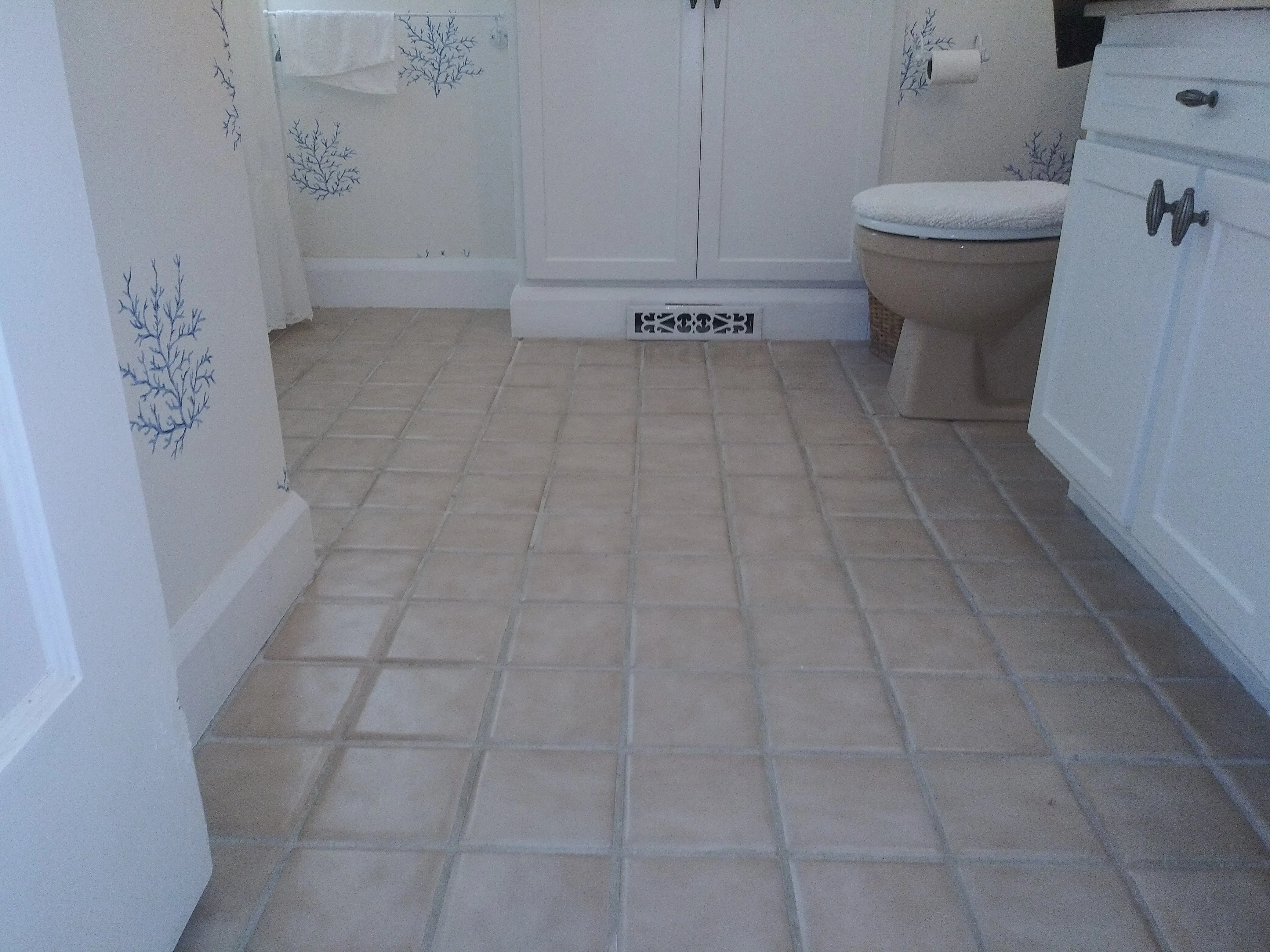 Bathroom tile floor before