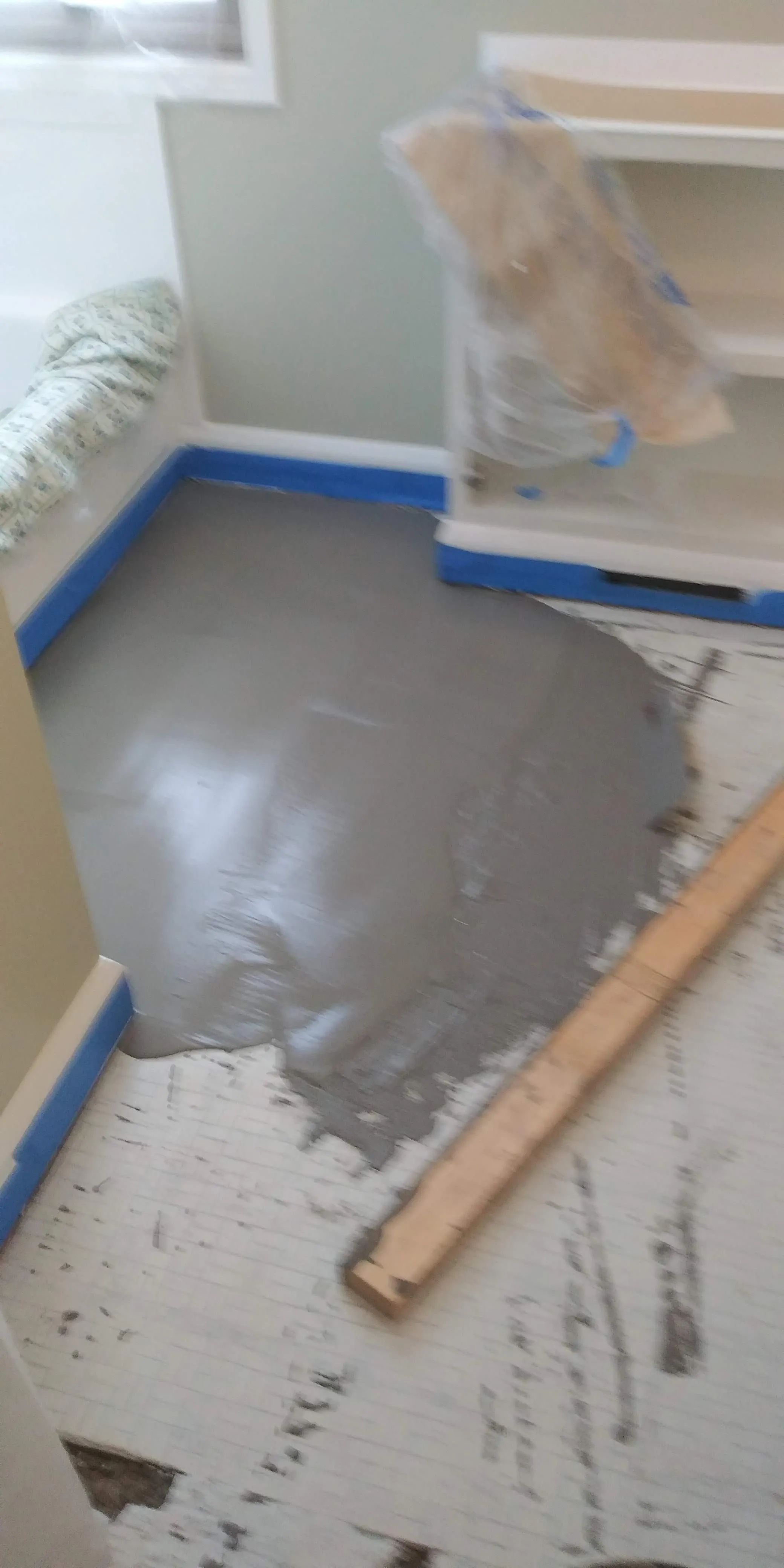 Bathroom tile floor during