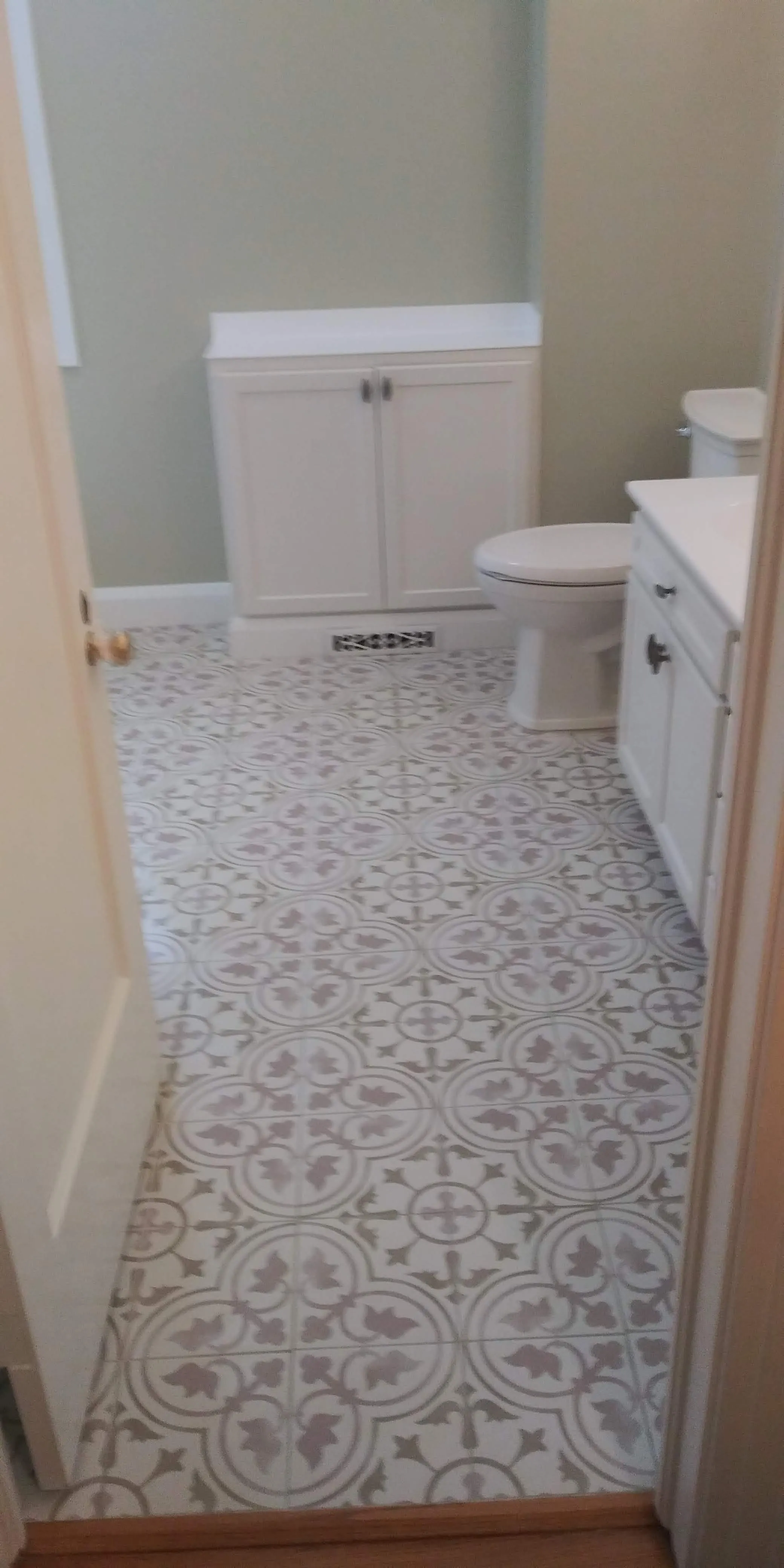 Bathroom tile floor after